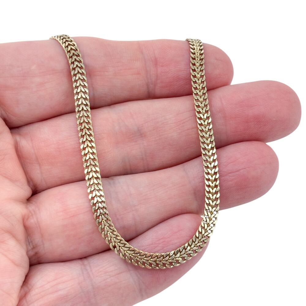 Vintage Gold-Plated Sterling Silver 925 Wheat Chain Necklace 18"